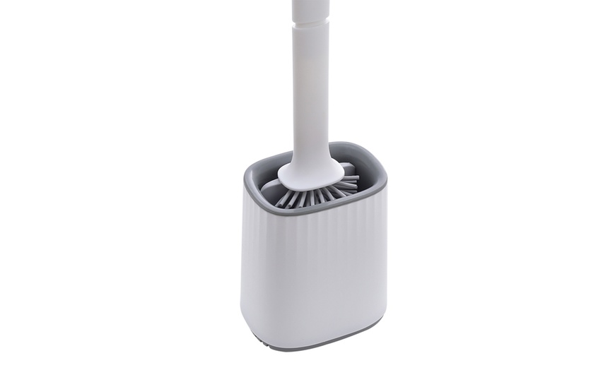 Image 2: Silicone Flexible Toilet Brush with Holder