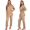Image 12: Want Clothing Ribbed 2-Piece Wide Leg Loungewear Suit