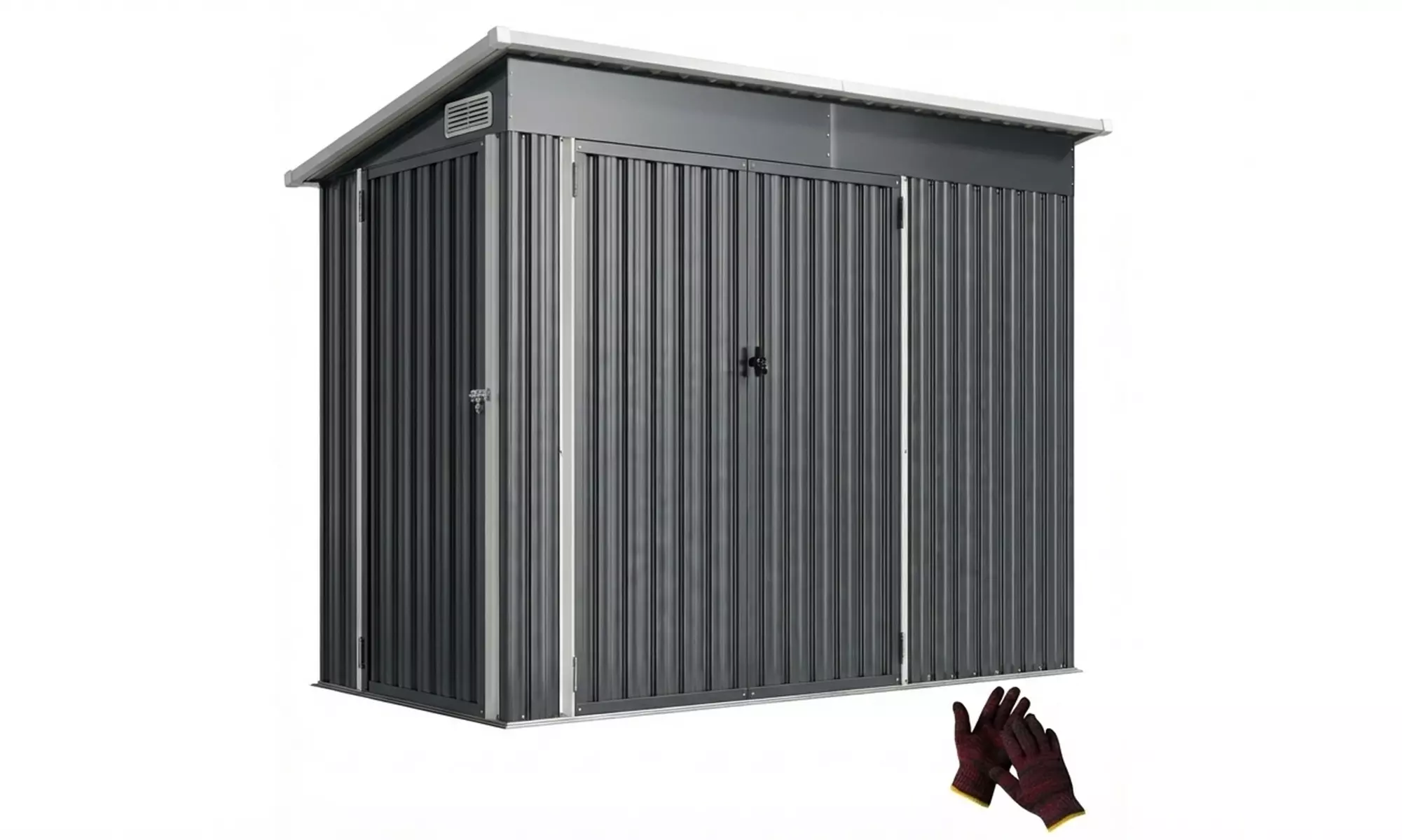 Metal Garden Storage Shed with Double and Side Doors