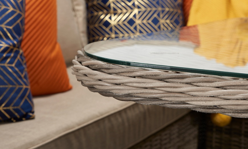 Image 9: Rattan-Effect Corner Dining Set with Cushions