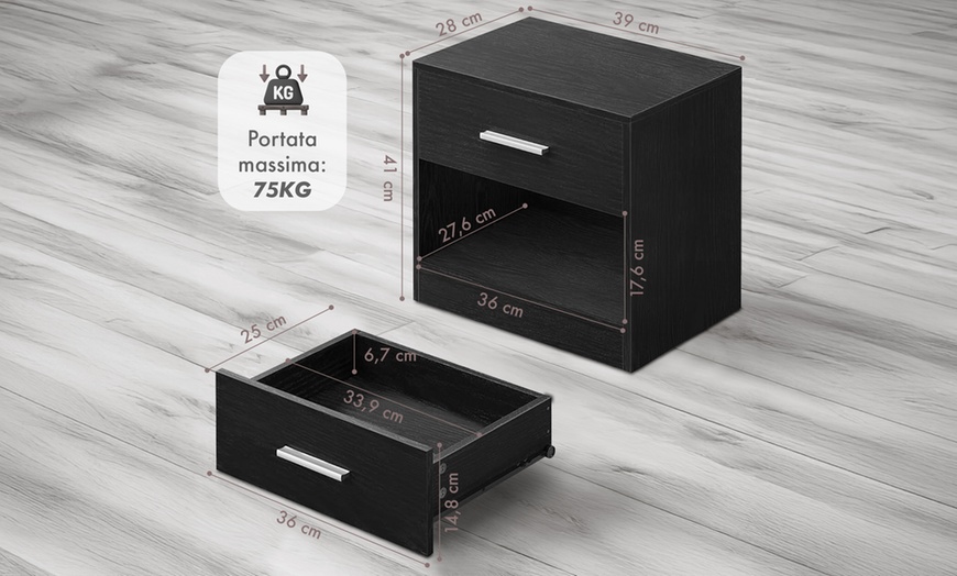 Image 10: Comodino con cassetto e spazio portalibri
