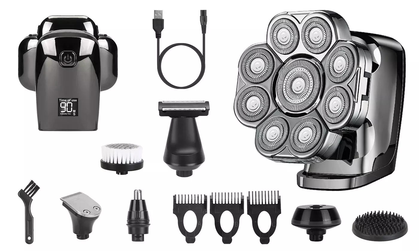 iMounTEK 6-in-1 9D Head Shaver for Men Cordless Wet Dry Razor with LED Display