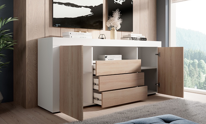 Image 2: Credenza Yanis con 3 cassetti e 2 ante