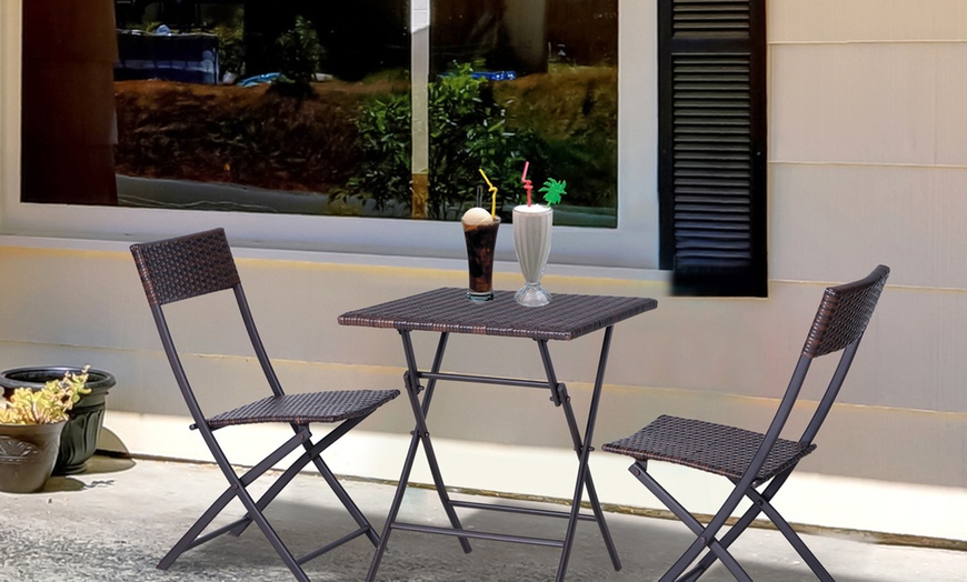 Image 10: Outsunny Rattan-Effect Bistro Set