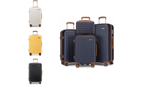 Groupon Unisex Navy Kono Flexible Hard Shell Abs Suitcases: One Of Each/Navy/Four