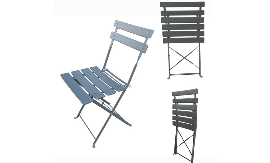 Image 3: Folding Metal Bistro Garden Furniture Set
