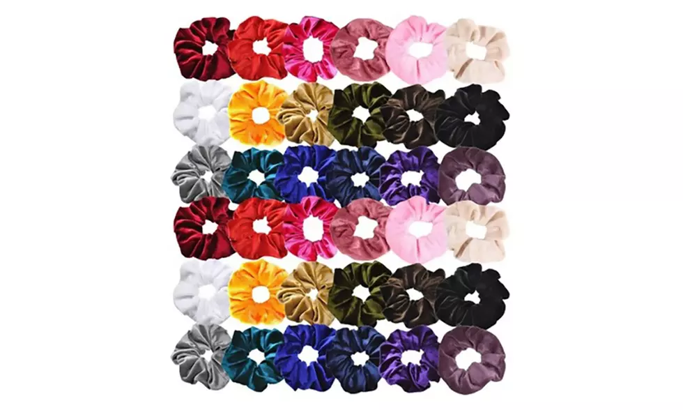 Elastic Velvet Hair Scrunchies - Assorted Colors - 18 Pack or 36 Pack