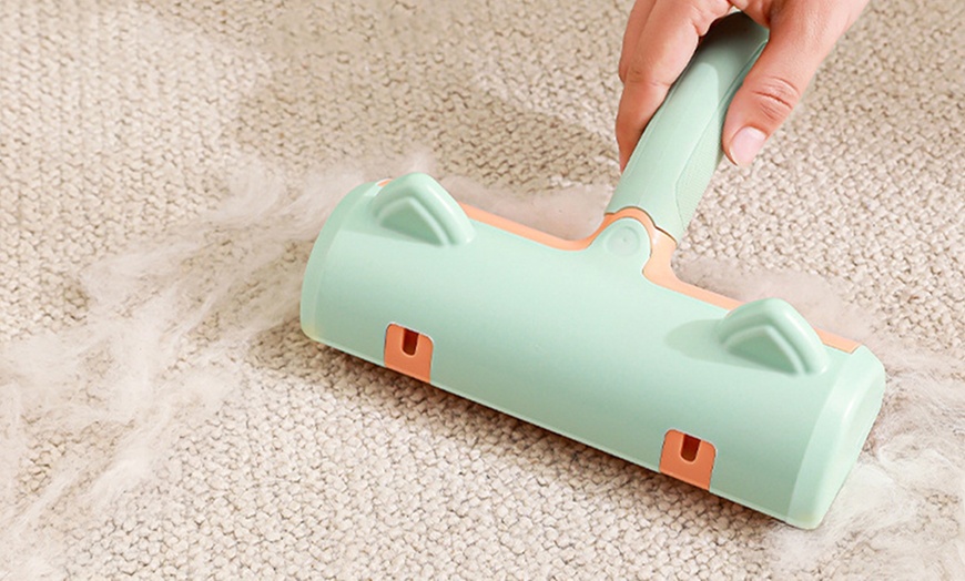 Image 1: Electrostatic Pet Hair Remover Brush with Ergonomic Handle 