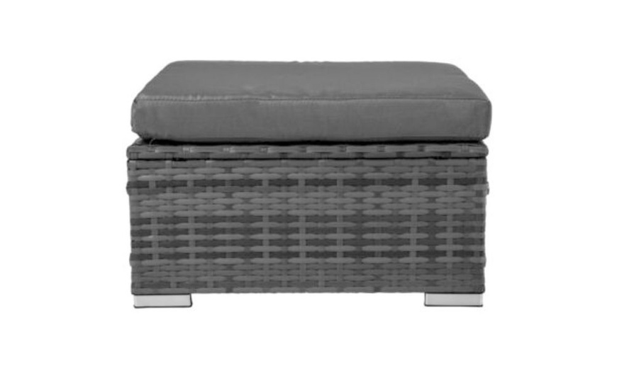 Image 4: Three-Piece Grey Rattan-Effect Garden Corner Sofa Set