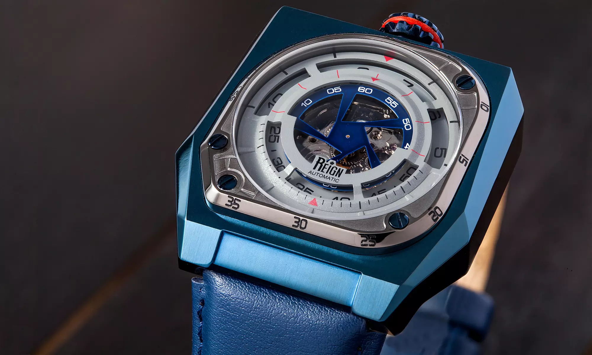 Orologio automatico in vera pelle con vetro zaffiro Reign Asher, disponibile in 5 colori - Primary Image