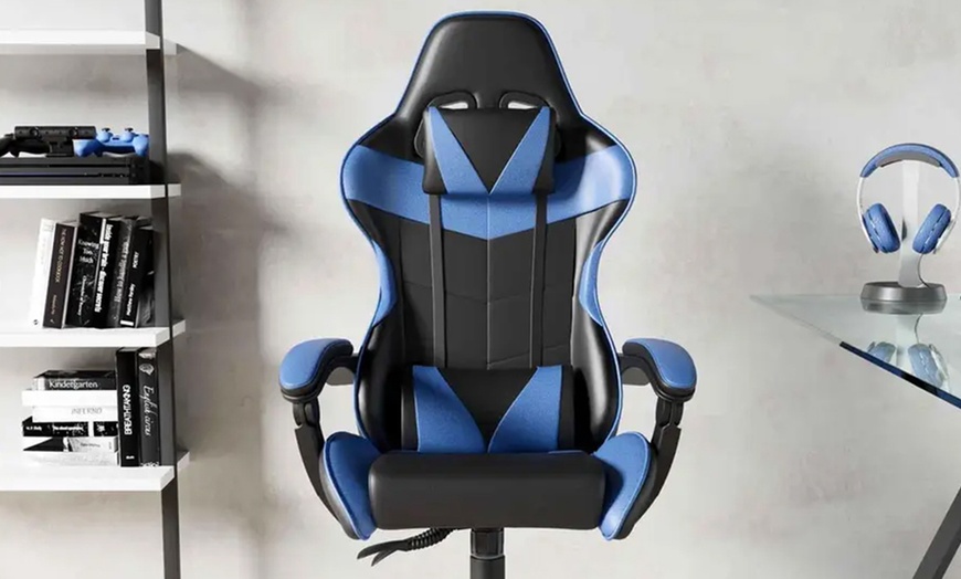 Image 7: Sedia da gaming ergonomica con poggiapiedi