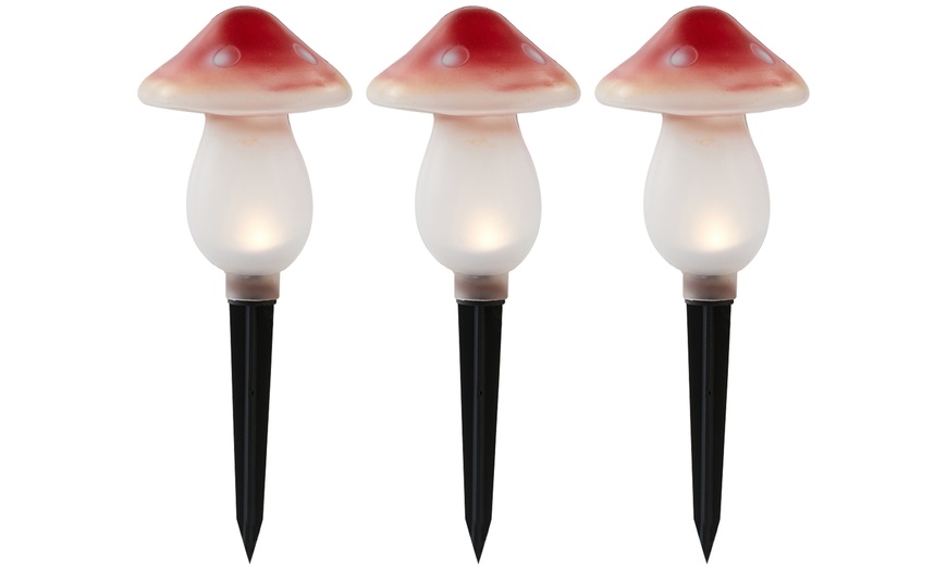 Image 9: Set of Three or Six Warm White Solar Mushroom Outdoor Garden Lights 