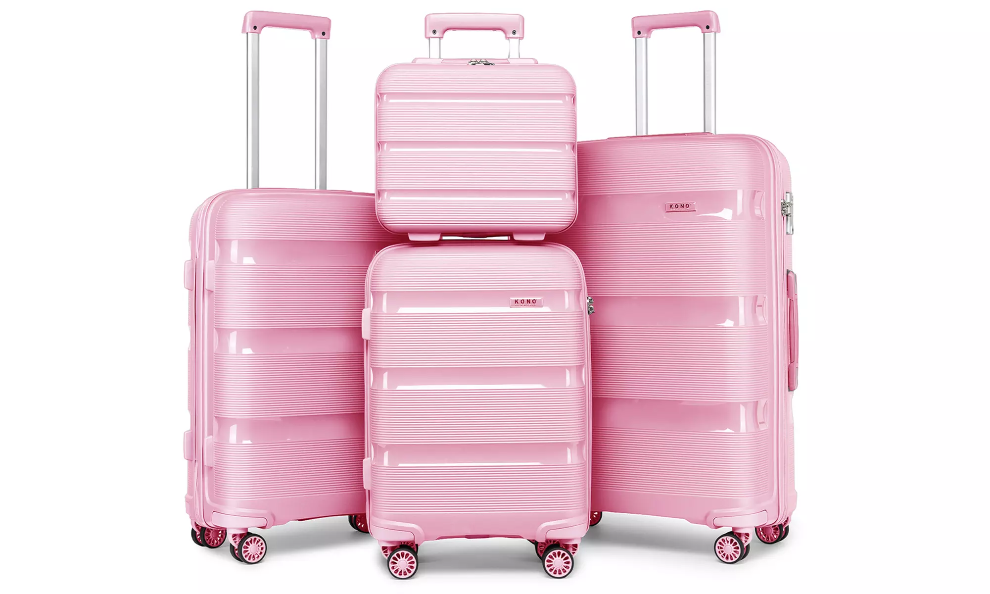 KONO 1 to 4-Piece Hard Shell PP Suitcase Pink Color With TSA Lock - Primary Image