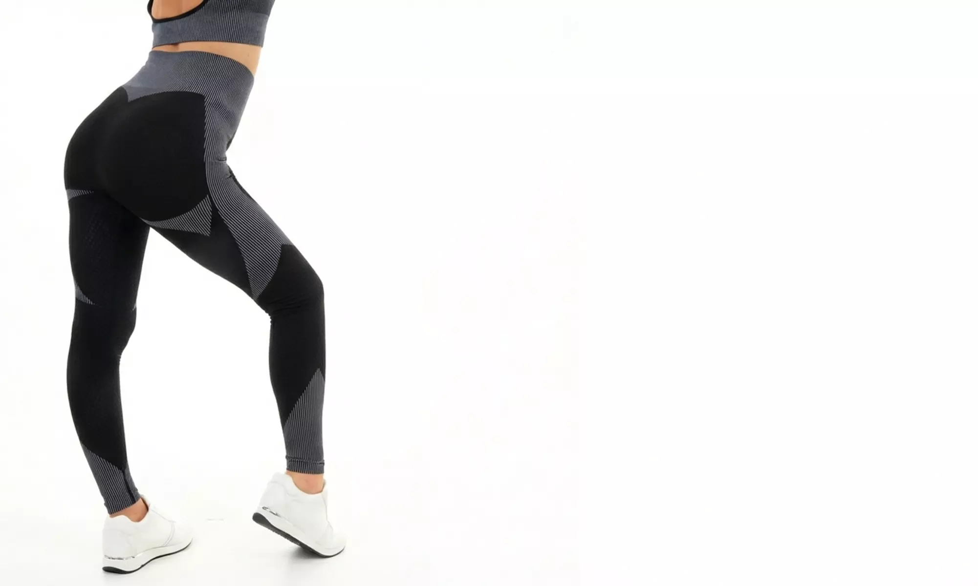 Women’s High-Waist Textured Panel Leggings with 4-Way Stretch