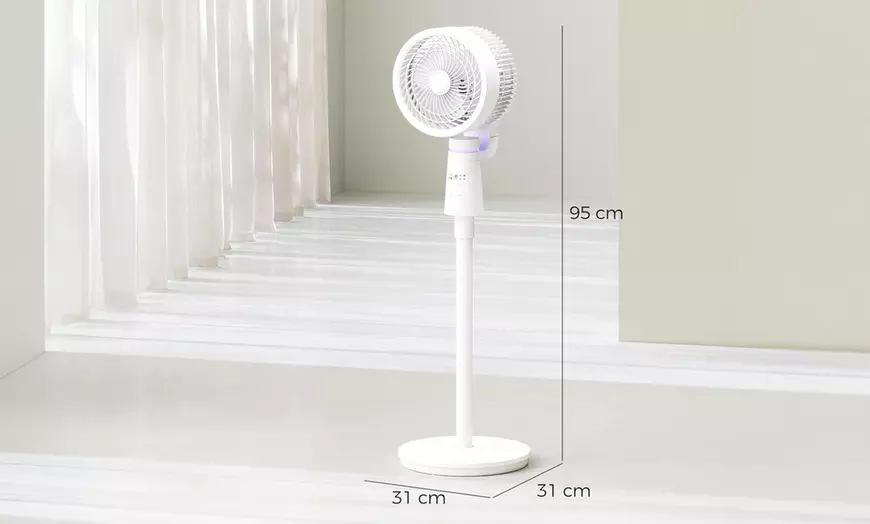 Image 3: HomCom 7" Pedestal Fan with Remote Control
