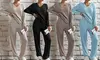 Women's Two-Piece Long Sleeve Ribbed Knit Lounge Pajama Sets