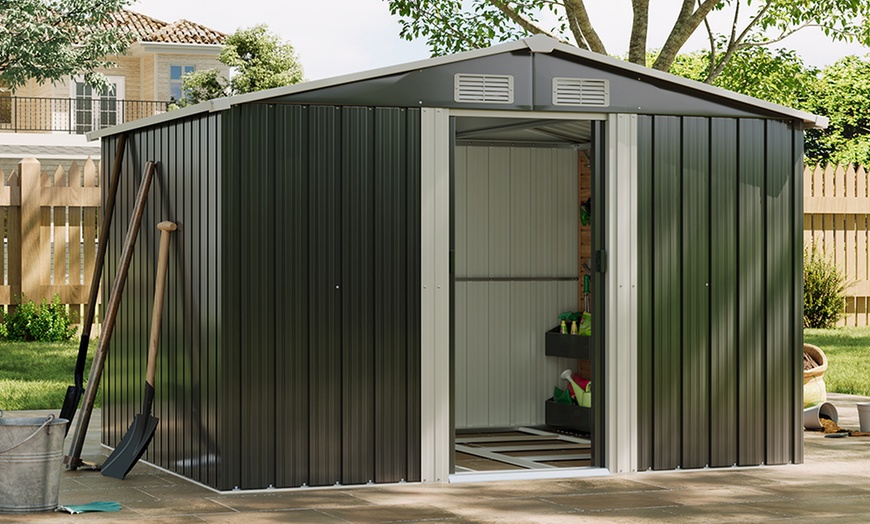Image 1: Large Metal Garden Tool Storage Shed in 6 Styles