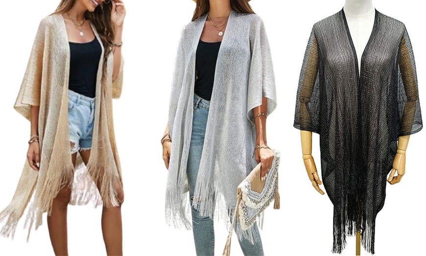 Image 1: Kimono Open Front Beach Cover-Up