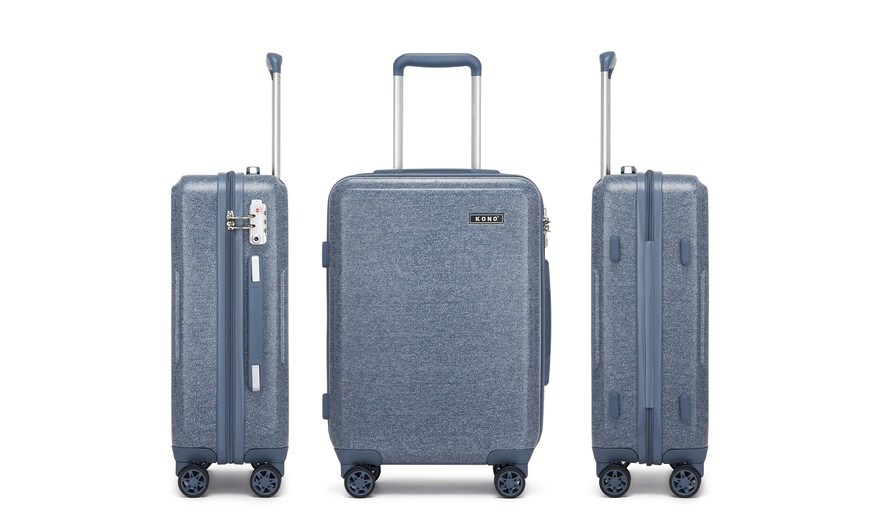 Image 2: KONO One or Three Piece Hard Shell ABS+PC Luggage Denim Blue 