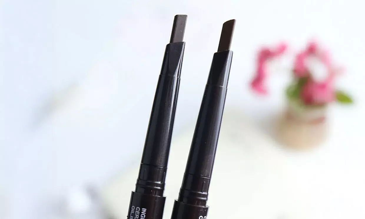2 Pack Eyebrow Pencil Retractable Slant Tip with Brush Double-end Waterproof