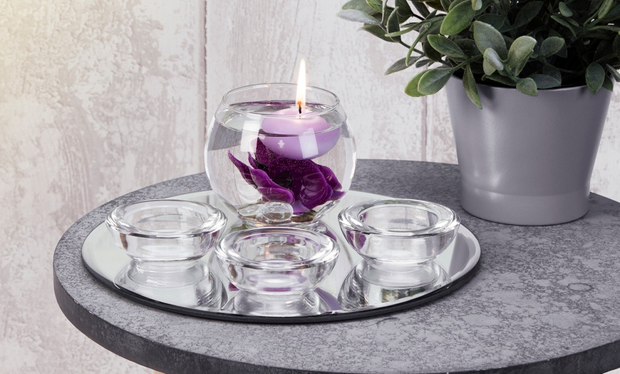 Image 1: Purple Orchid Floating Candle Set