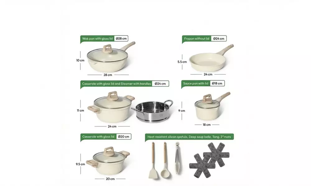 Batterie de cuisine 15 pièces en granit "Just perfecto"