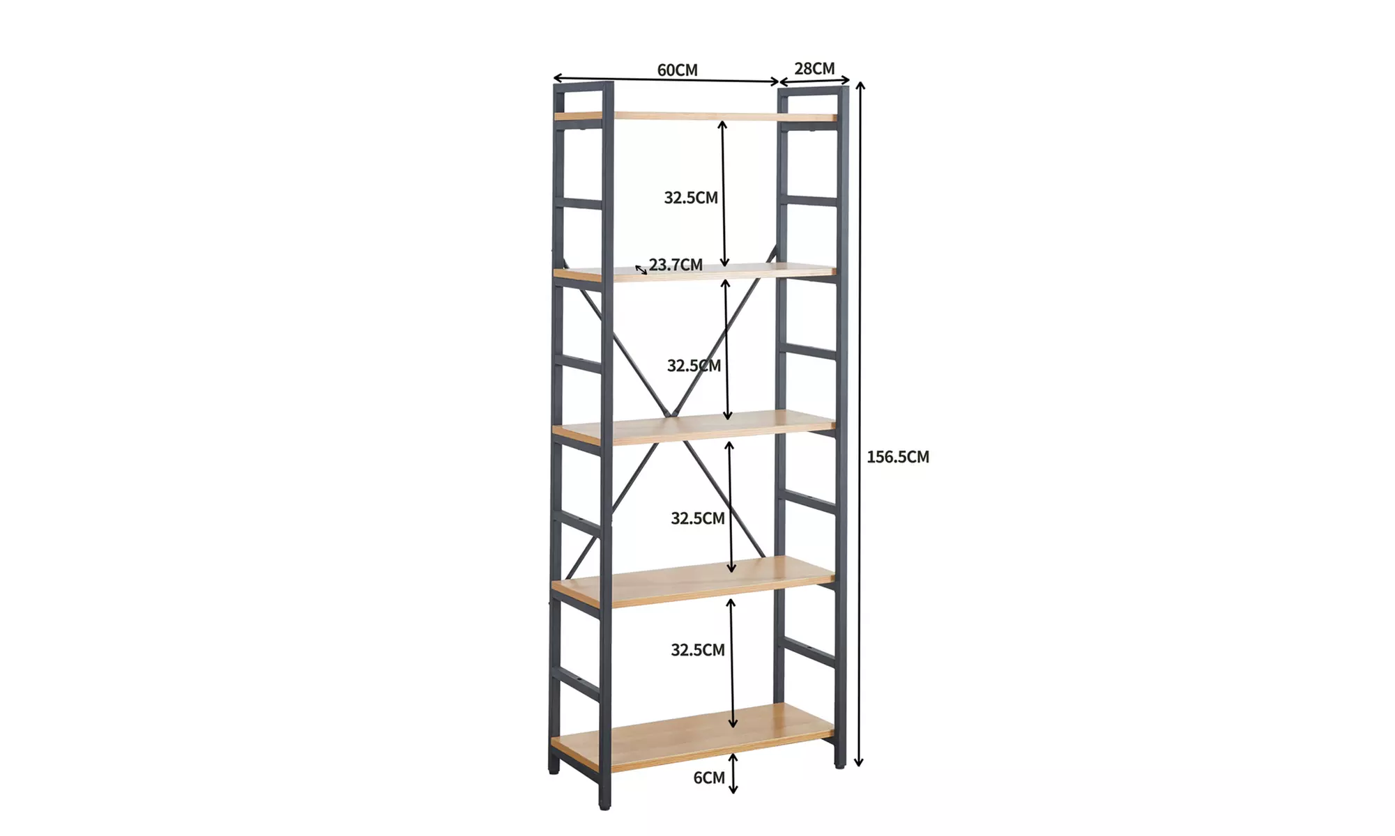 Étagère industrielle bois & acier, Sampur