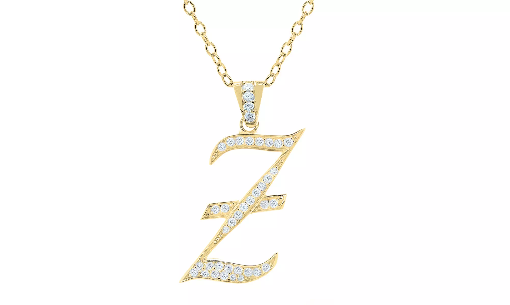 Script Initial Pendant Necklaces in Sterling Silver