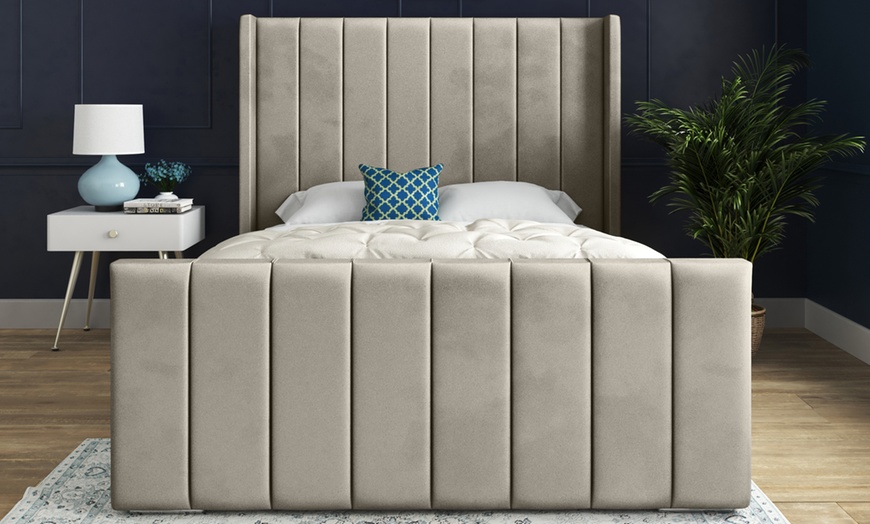 Image 2: Oxford Upholstered Soft Touch Plush Velvet Bed Frame