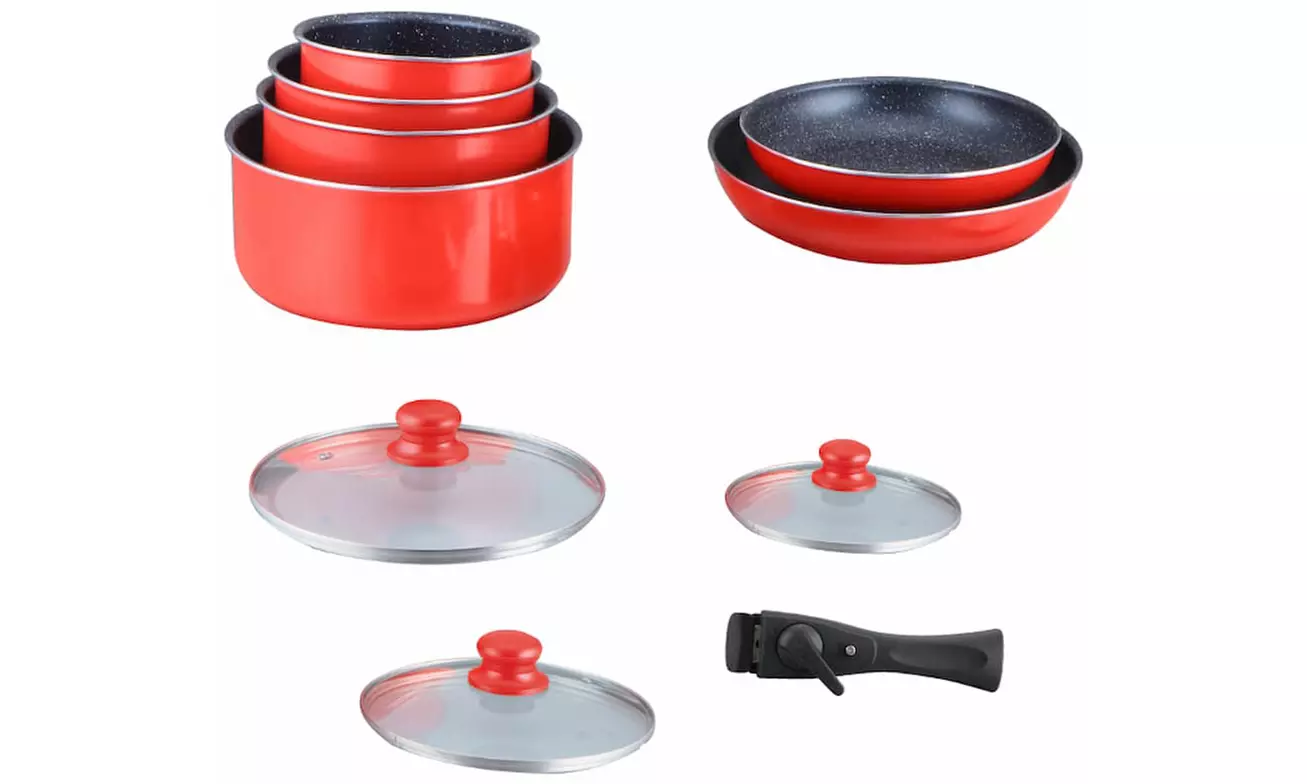 Batería de cocina de 10 piezas con revestimiento efecto piedra