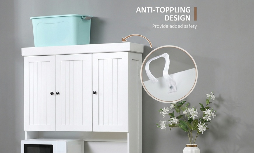 Image 4: HomCom Freestanding Kitchen Storage Cabinets