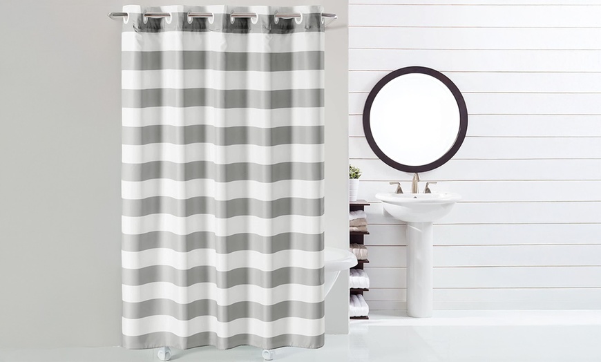 Image 7: Clearance Hookless Quick-Fit Shower Curtain