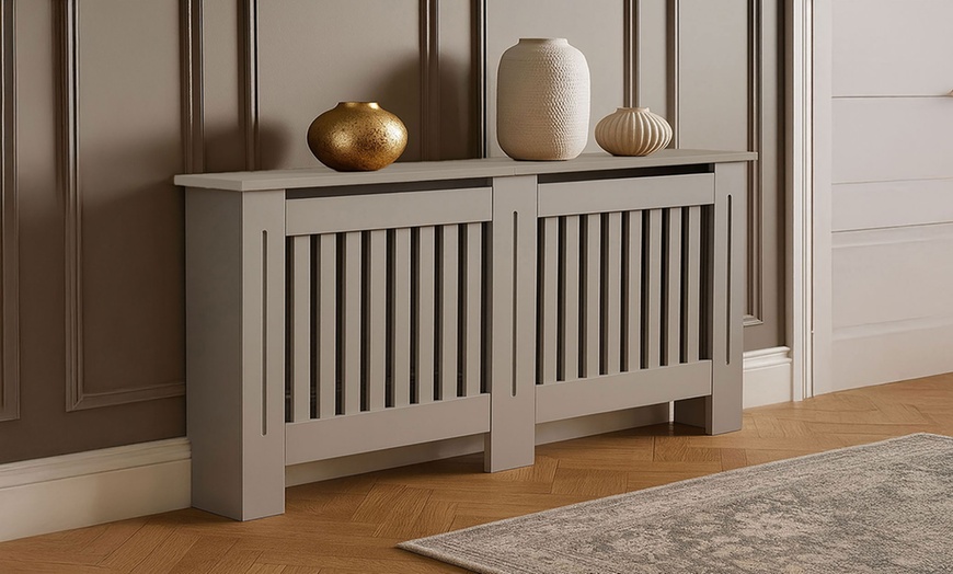 Image 3: Neo Grey Decorative Wooden Radiator Cover 