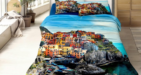 Completo lenzuola in cotone con stampa digitale