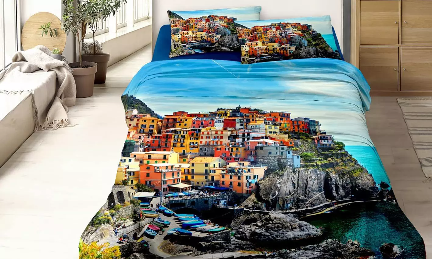 Completo lenzuola in cotone con stampa digitale, disponibile in varie misure e fantasie - Primary Image