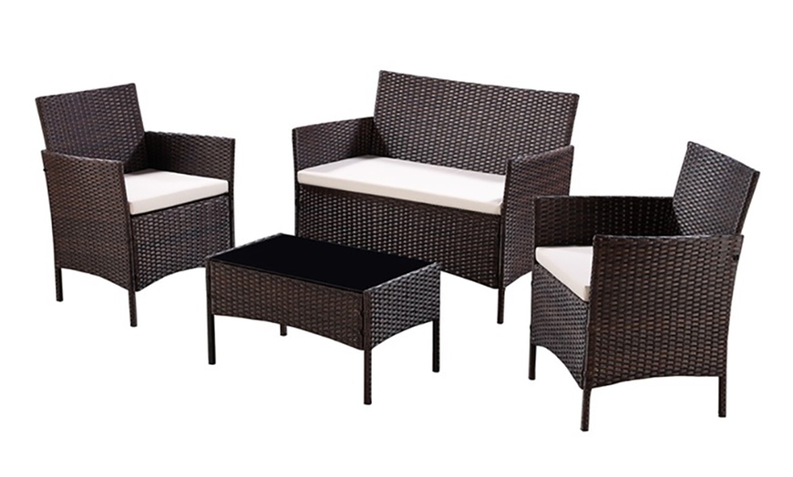 Image 4: 4-Piece Rattan-Effect Lounge Set