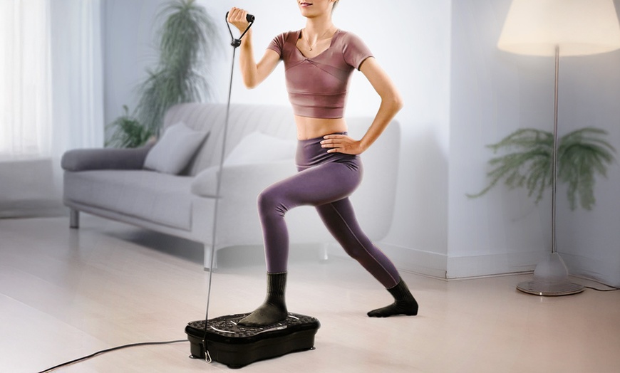 Image 2: Plataforma para hacer ejercicio con vibración y bandas de resistencia