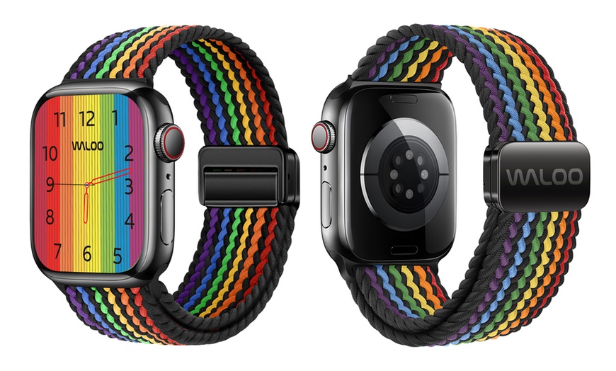 Image 13: Waloo Braided Nylon Magnetic Loop Band For Apple Watch- (Size & Color)