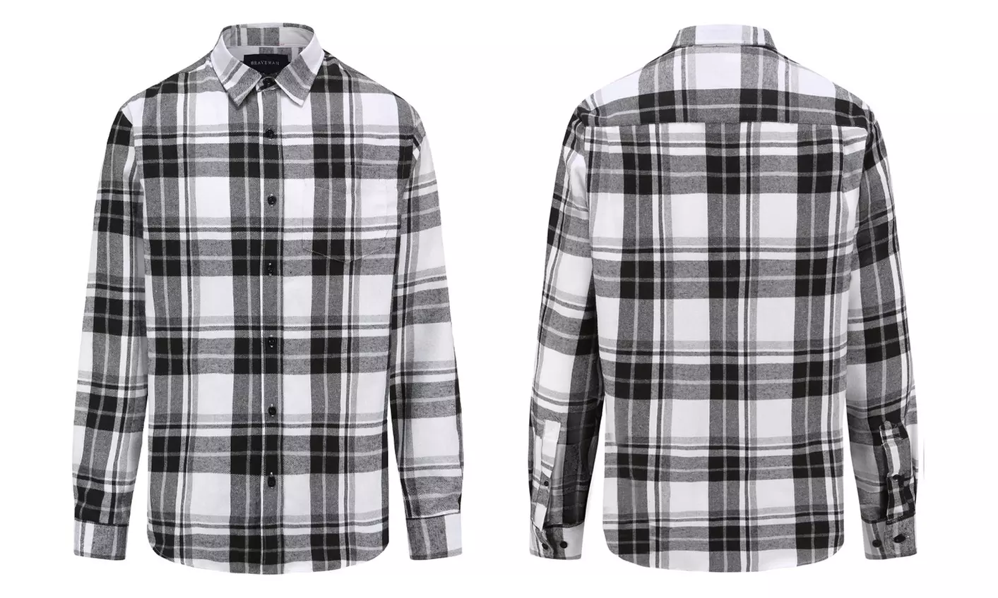 Braveman Men's Buffalo Plaid Button Down Classic Fit Flannel Shirt (S-3XL)