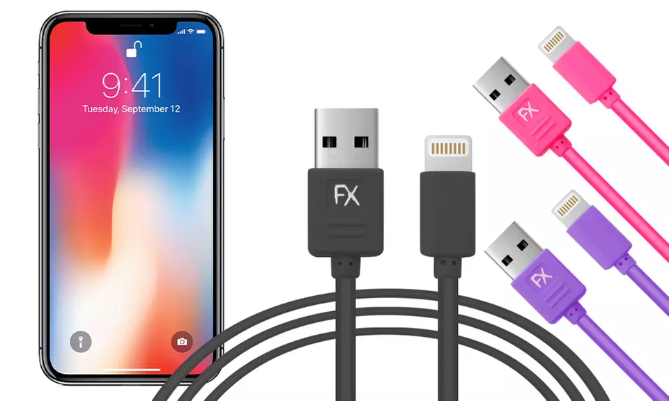 1, 2 ou 3 câbles de chargement USB FX Powabud compatible avec iPhone, livraison offerte - Primary Image