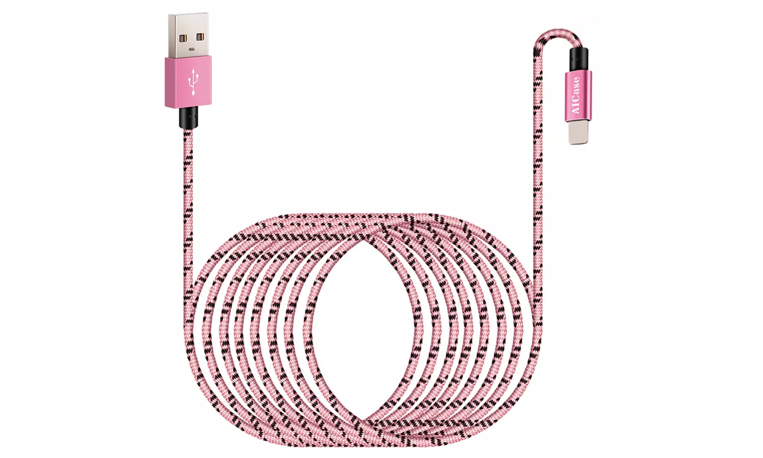 AICase 10ft Charging Data Cable Weave Fast Charge For iPhone/ iPad 2.4A 