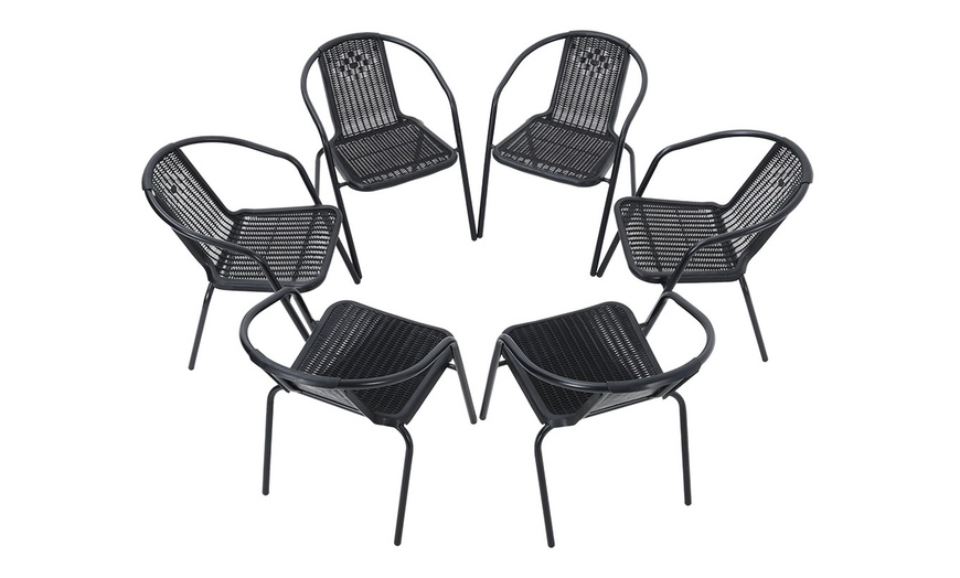 Image 6: Outdoor PE Rattan-Effect Stackable Chairs Set