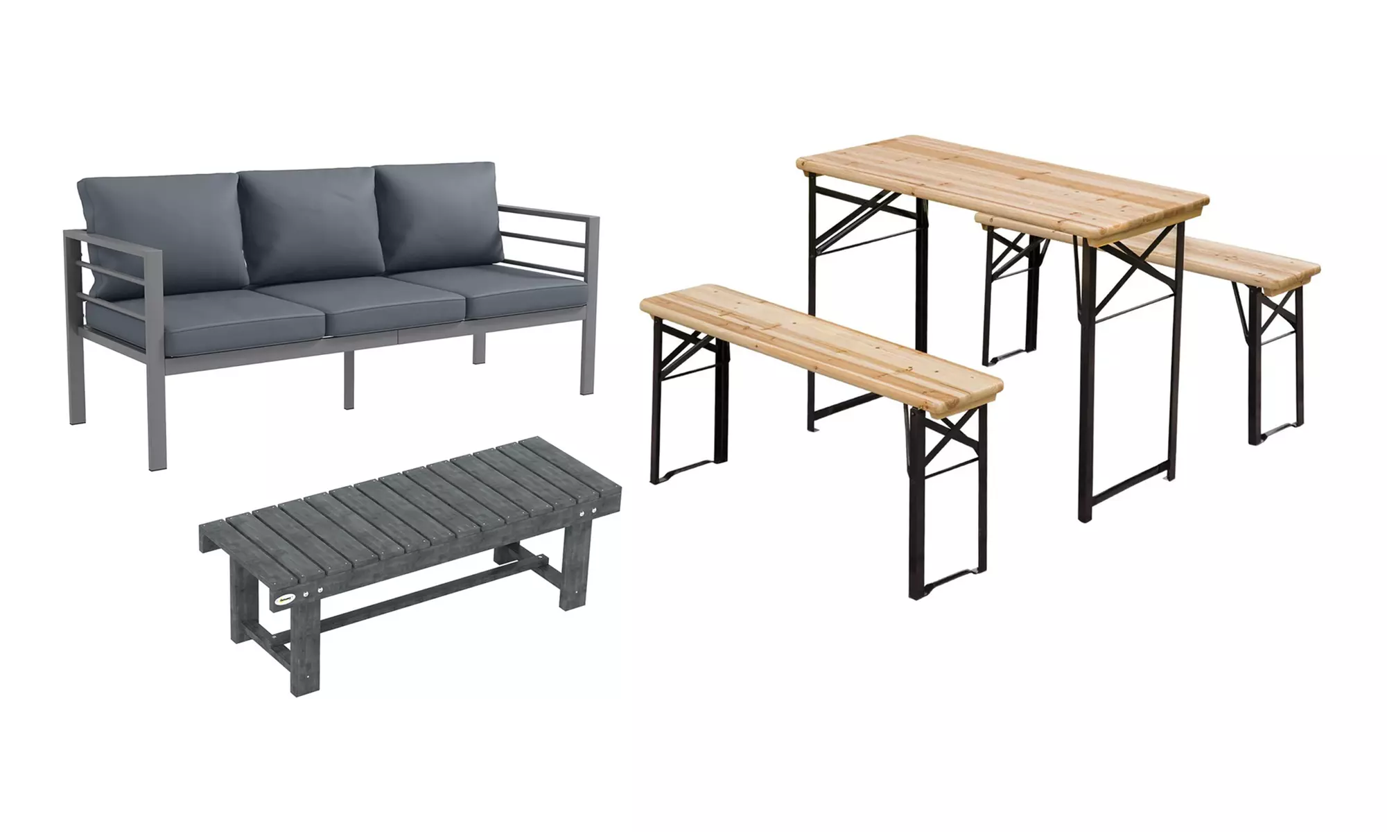 Outsunny Outdoor Bench, Picnic, Wooden or Aluminium - Primary Image