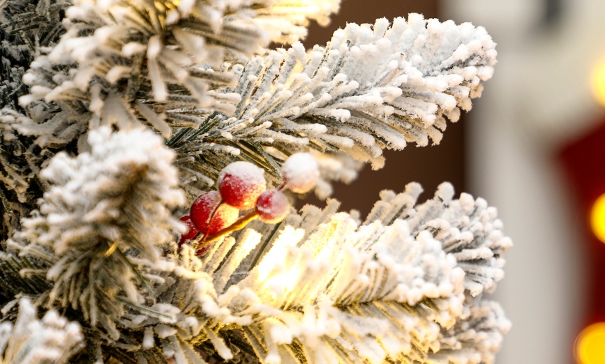 Image 5: Prelit Small Christmas Tree, Snow Flocked Tabletop Xmas Tree