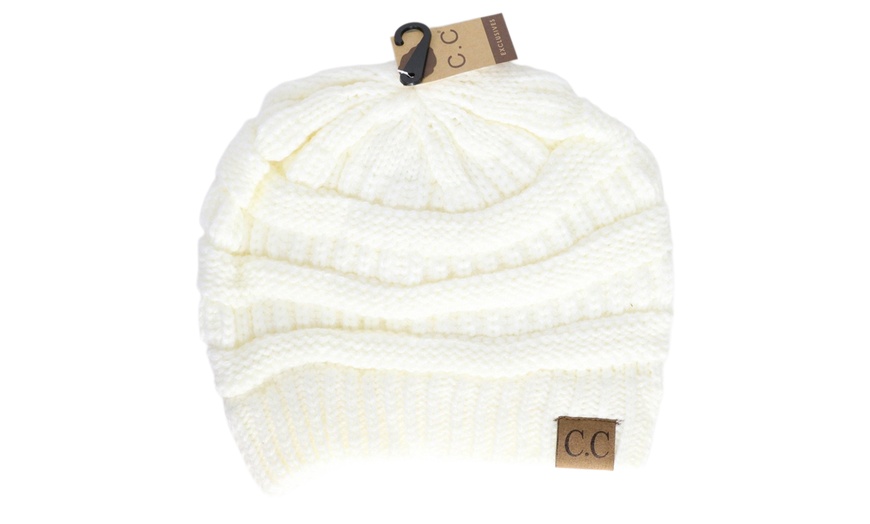 Image 12: Cheveux Corp. Women's Solid Classic CC Beanie 