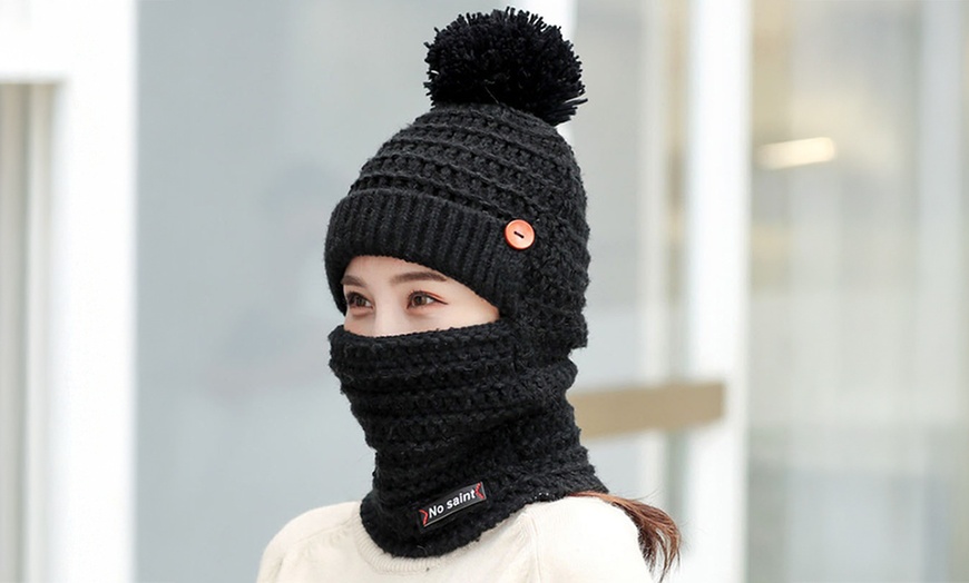 Image 4: Womens Winter Hat Warm Thick Cap Scarf Knit Ski Beanies
