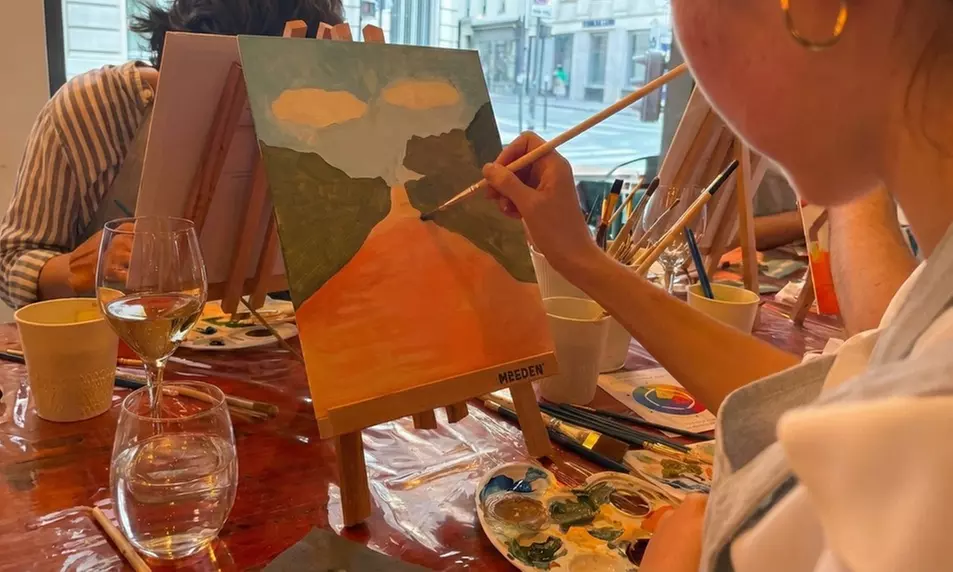 Atelier Peinture et Vin de 2h30 pour 1, 2, 3 ou 4 personnes selon l'option (jusqu'à 17% de remise) - Second Medium