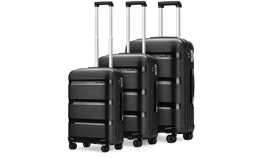 Image 3: KONO Three-Piece PP Hard Shell Suitcases With TSA Lock