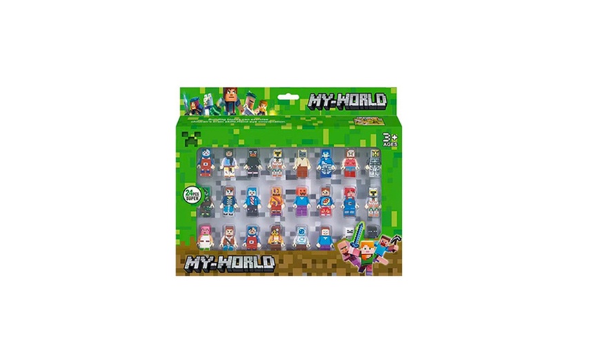 Image 2: 24-Minifigure Minecraft-Inspired Building Blocks Set for Kids
