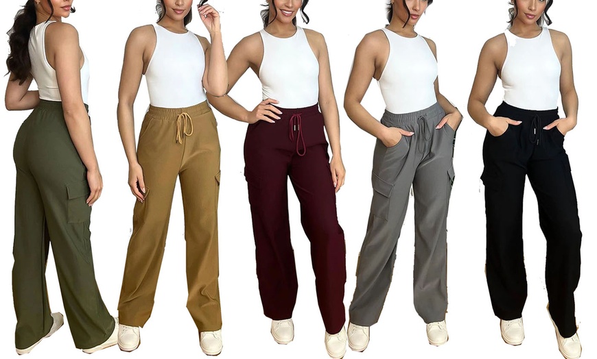 Image 11:  Women's Wide Leg Cargo Pocket Combat Trousers